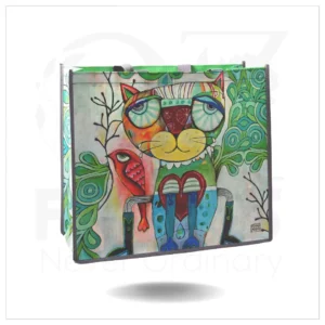 Cat with Bird Shopper/Beach Bag