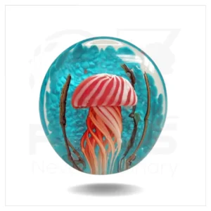 Jelly Fish Blue & Red Paperweight